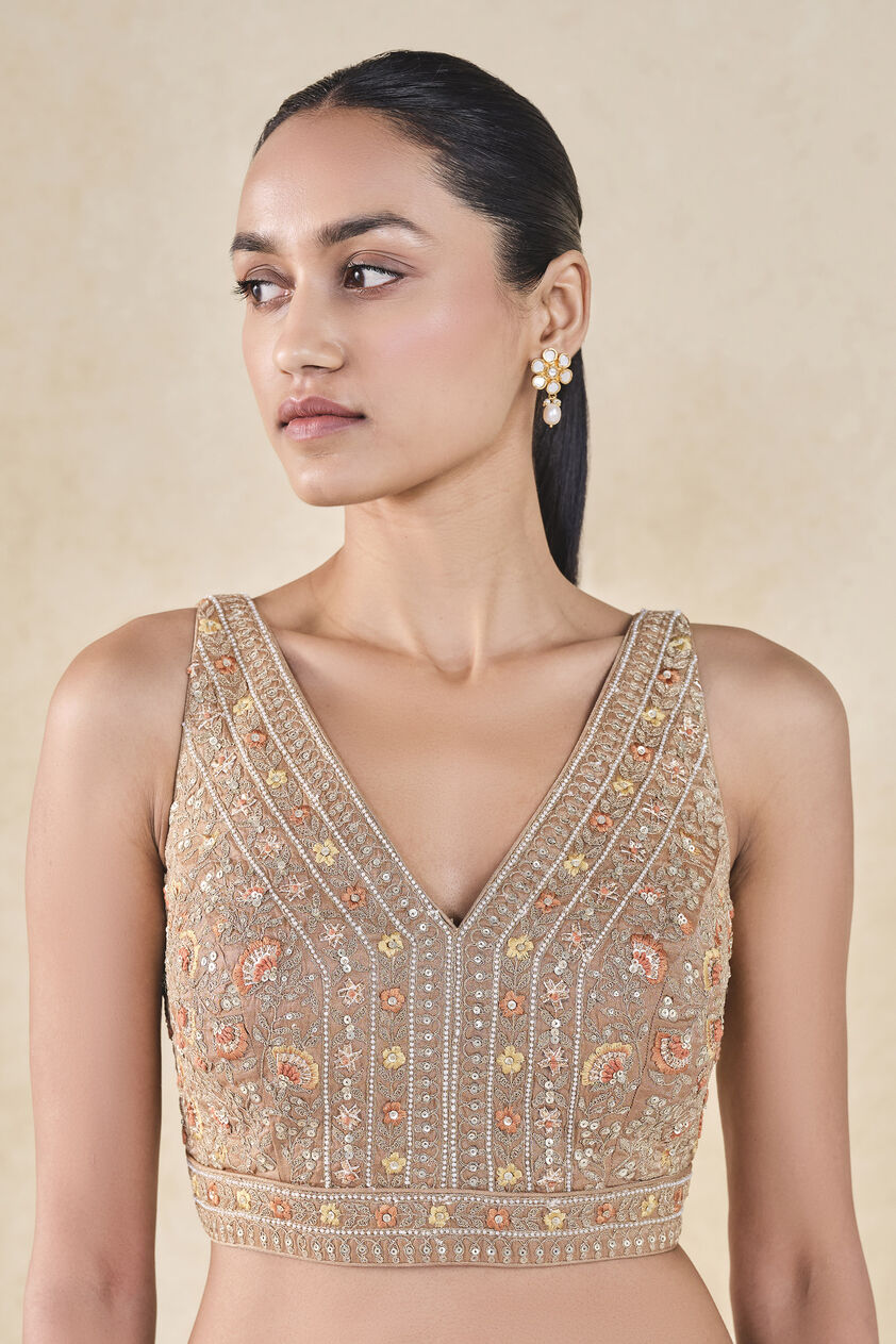 Zohura Embroidered Choli - Bronze, Bronze, image 1